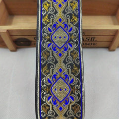2 Yards 2inch Jacquard Trim Lace Ribbon Floral Embroidery Woven Trimming