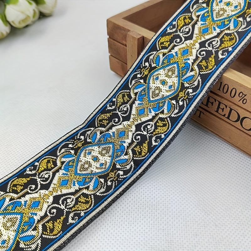 2 Yards 2inch Jacquard Trim Lace Ribbon Floral Embroidery Woven Trimming