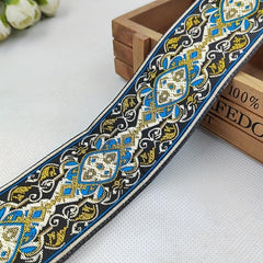 2 Yards 2inch Jacquard Trim Lace Ribbon Floral Embroidery Woven Trimming