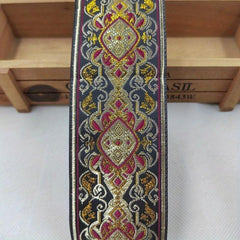 2 Yards 2inch Jacquard Trim Lace Ribbon Floral Embroidery Woven Trimming