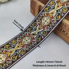 2 Yards 2inch Jacquard Trim Lace Ribbon Floral Embroidery Woven Trimming