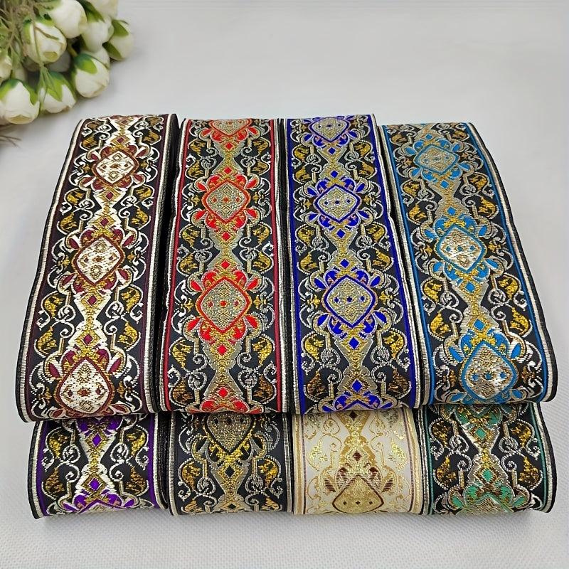 2 Yards 2inch Jacquard Trim Lace Ribbon Floral Embroidery Woven Trimming
