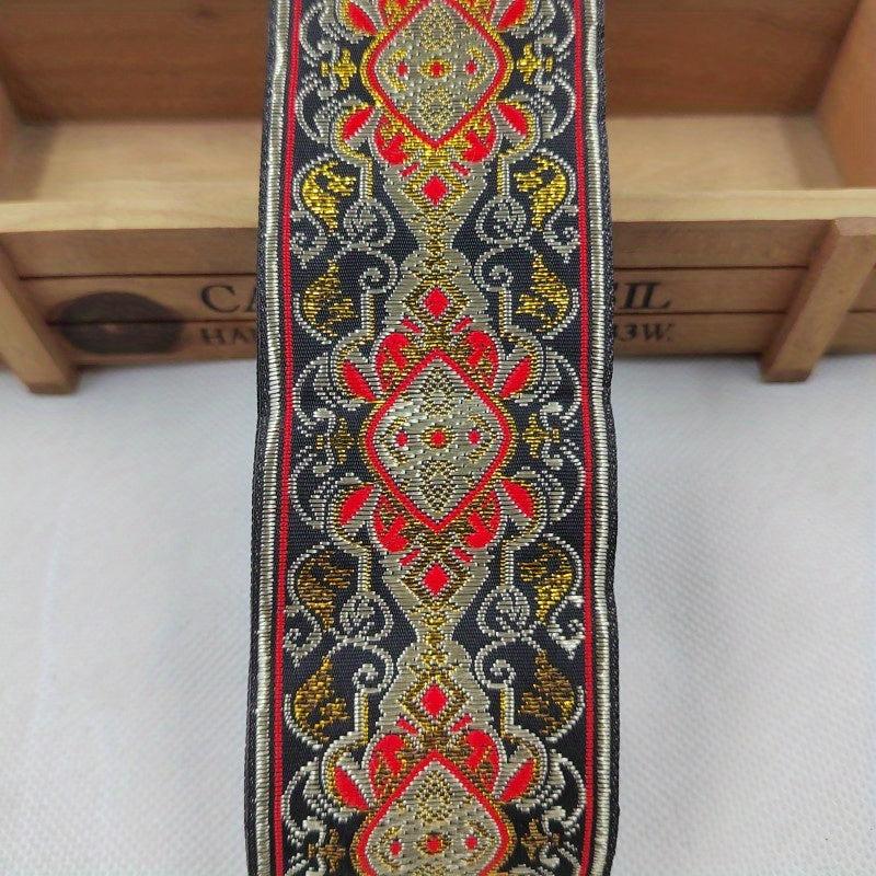 2 Yards 2inch Jacquard Trim Lace Ribbon Floral Embroidery Woven Trimming