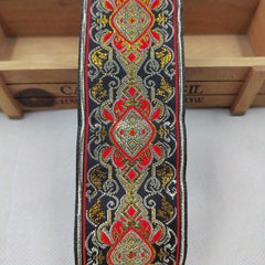 2 Yards 2inch Jacquard Trim Lace Ribbon Floral Embroidery Woven Trimming