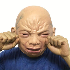 Men's Halloween Cry Baby Mask Latex Full Head Masquerade Mask