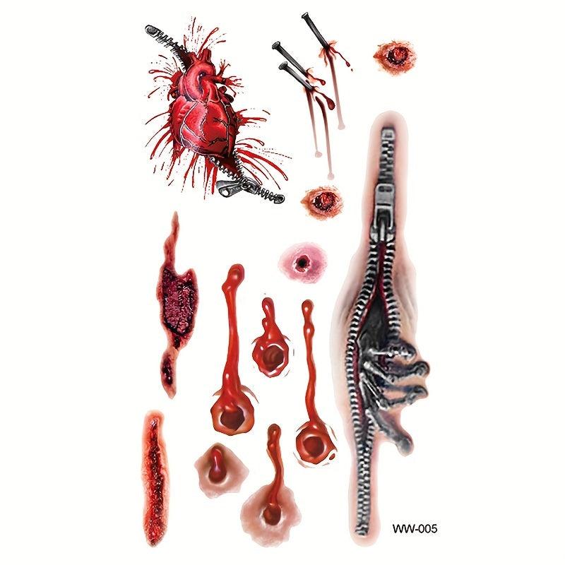 Halloween Horror Tattoo Stickers Waterproof Temporary Tattoo Arm Leg Body Art