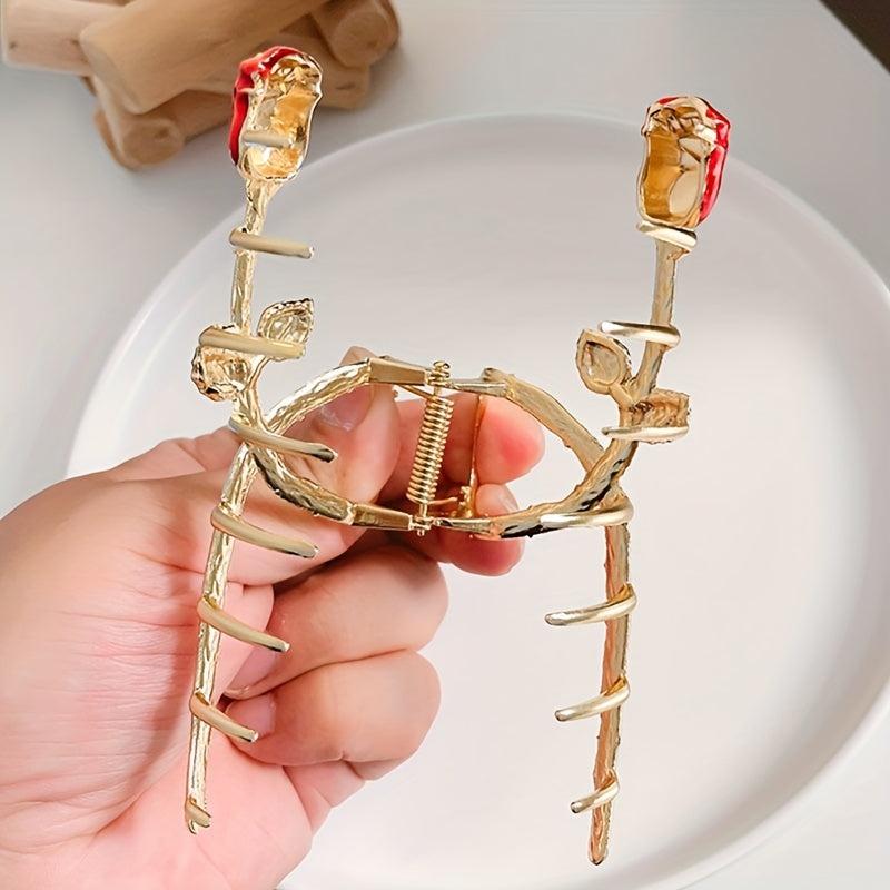 Metal Rose Flower Grab Clip Headwear Hair Accessories