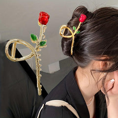 Metal Rose Flower Grab Clip Headwear Hair Accessories