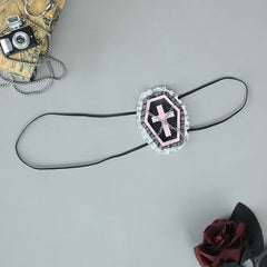 Lolita Style Eye Mask Cross & Coffin Lace Eye Mask Accessory