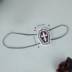 Lolita Style Eye Mask Cross & Coffin Lace Eye Mask Accessory