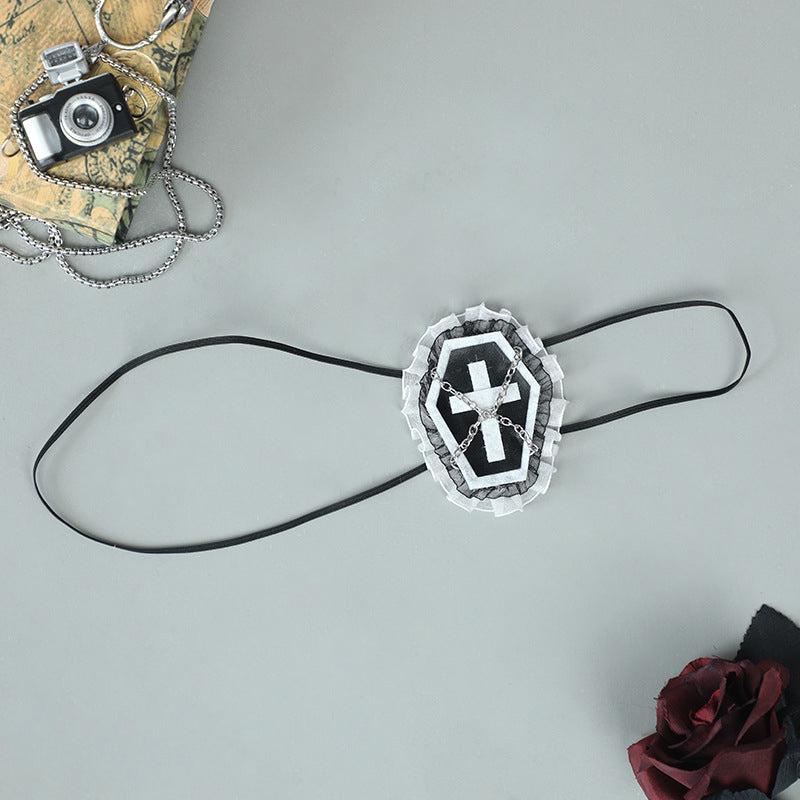 Lolita Style Eye Mask Cross & Coffin Lace Eye Mask Accessory