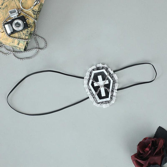Lolita Style Eye Mask Cross & Coffin Lace Eye Mask Accessory