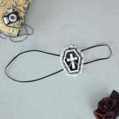Lolita Style Eye Mask Cross & Coffin Lace Eye Mask Accessory