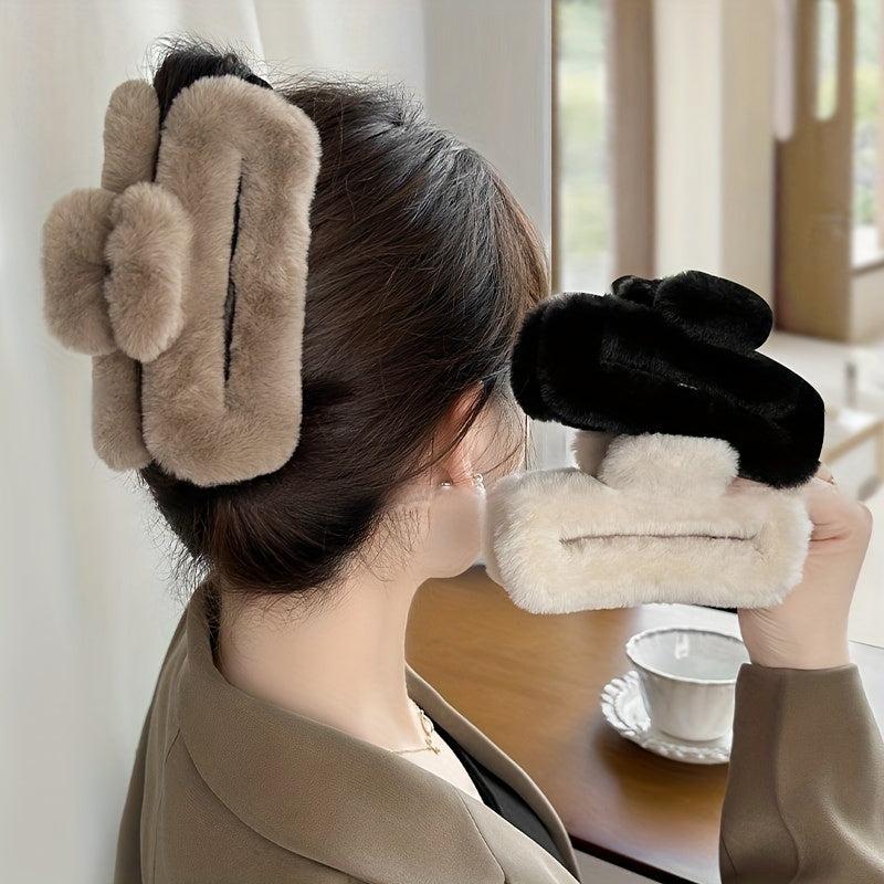 Plush Hair Claw Clips - Extra Large Square Hair Accessories
