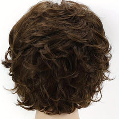 Golden Brown Short Hair Silver Grey Brown Rose Fluffy Ladies' Wig