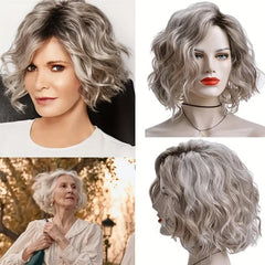 Little Sweetheart Rose Net Wig Short Curly Wig Golden Oblique Bang Head Cover