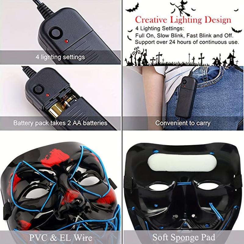 3pcs LED Light Up Halloween Mask for Adults Evil Eyes