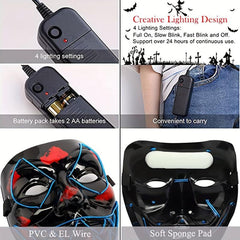 3pcs LED Light Up Halloween Mask for Adults Evil Eyes