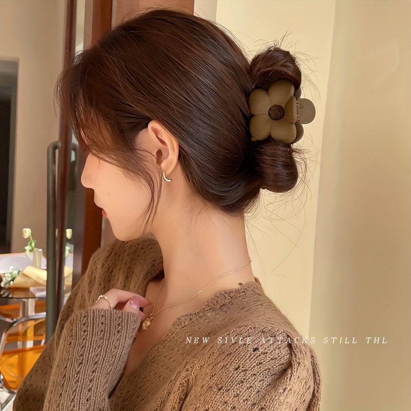 4PCS Flower Shape Hair Clips Hair Clip Solid Ponytail Hairpin Headwear