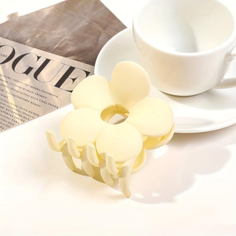 4PCS Flower Shape Hair Clips Hair Clip Solid Ponytail Hairpin Headwear
