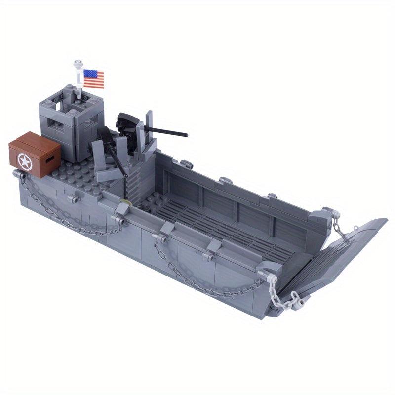 Military Navy Landing Boat Soldier Car Boy Assembled Building Blocks Toys