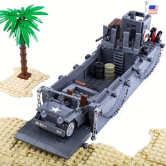 Military Navy Landing Boat Soldier Car Boy Assembled Building Blocks Toys