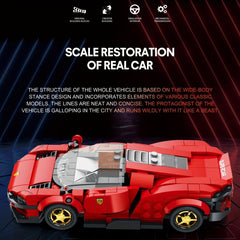 306Pcs Red Supercar Building Bricks 8 Grid Unique Decorative Blocks Adults Gift
