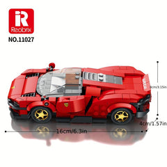 306Pcs Red Supercar Building Bricks 8 Grid Unique Decorative Blocks Adults Gift