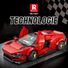 306Pcs Red Supercar Building Bricks 8 Grid Unique Decorative Blocks Adults Gift