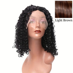 Short Curly Silk Wig with Rose Net Lace