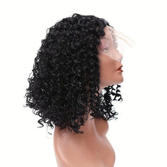 Short Curly Silk Wig with Rose Net Lace