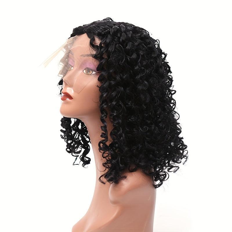 Short Curly Silk Wig with Rose Net Lace