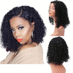 Short Curly Silk Wig with Rose Net Lace