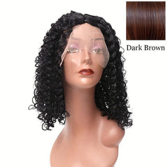 Short Curly Silk Wig with Rose Net Lace