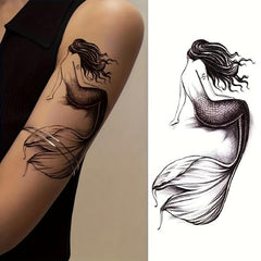Mermaid Tattoo Sticker Waterproof Temporary Tattoo Art for Men and Women