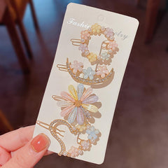 4pcs Flower Rhinestone Hairpins Hair Clips Decorative Accessories