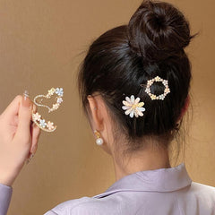 4pcs Flower Rhinestone Hairpins Hair Clips Decorative Accessories