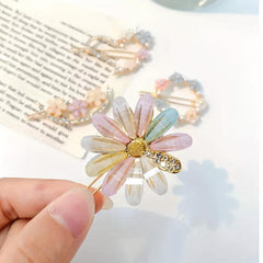 4pcs Flower Rhinestone Hairpins Hair Clips Decorative Accessories