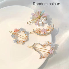 4pcs Flower Rhinestone Hairpins Hair Clips Decorative Accessories