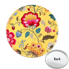 Flower Pattern Mini Pocket Mirror Compact Makeup Vanity Hand Travel Purse Mirror