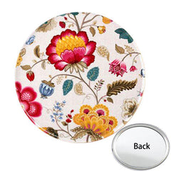Flower Pattern Mini Pocket Mirror Compact Makeup Vanity Hand Travel Purse Mirror