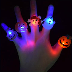 2pcs LED Halloween Ring Glowing Pumpkin Ghost Skull Rings Gift Home Horror Props