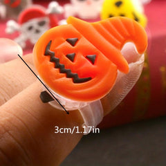 2pcs LED Halloween Ring Glowing Pumpkin Ghost Skull Rings Gift Home Horror Props