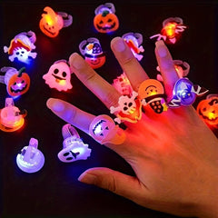 2pcs LED Halloween Ring Glowing Pumpkin Ghost Skull Rings Gift Home Horror Props