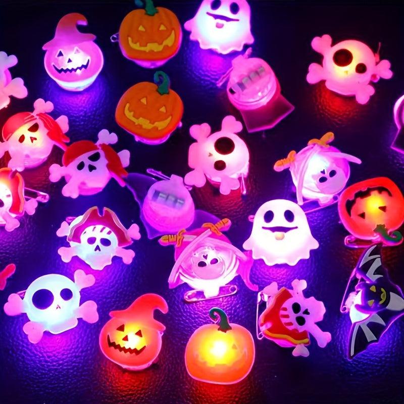 2pcs LED Halloween Ring Glowing Pumpkin Ghost Skull Rings Gift Home Horror Props