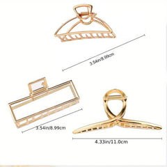 3pcs Geometric Hair Claw Set Anti-slip Hair Crab Clip