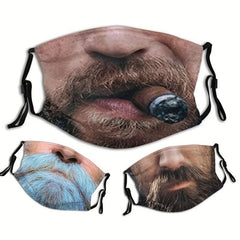 Men's Spoof Smoking Pattern Mask Washable Non Disposable Mask
