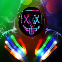 Halloween Led Glow Mask Masquerade Party Scary Masks & Gloves
