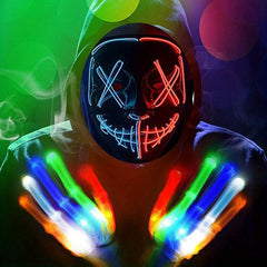 Halloween Led Glow Mask Masquerade Party Scary Masks & Gloves