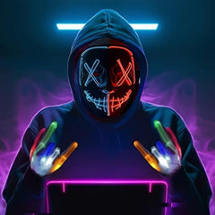 Halloween Led Glow Mask Masquerade Party Scary Masks & Gloves